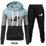 2 tk. Spordidressid Naistele Moodsad v&auml;rvid Patchwork Spordidressid Naiste pikkade varrukatega kapuutsid Dressipluus ja s&ouml;rkimisp&uuml;ksid L j&auml;rve sinine v&auml;rv