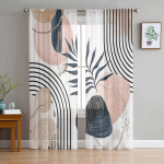 Kaasaegsed Boho Abstraktsed T&uuml;llkardinad Magamistuppa Elutuppa Tr&uuml;kitud &Otilde;hukesed Kardinad R&otilde;dule Suvine Kodu Dekoratsioon 135W x 114H(cm)