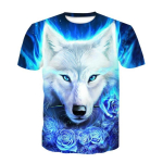 Lahtised suvetopid Meeste Suures suuruses Riided Loomade 3D Prindiga T-s&auml;rk Paar Tiger Wolf Mustriga T-s&auml;rgid O Kaelusega L&uuml;hikeste Varrukatega Hingavad meeste s&auml;rgid XS