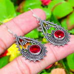 Natural Mozambique Garnet Gemstone 925 Sterling Silver Earring 2.05 l2c08