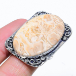 Natural Plume Root Jasper Gemstone 925 Sterling Silver Gift Ring Size 9 o0e06