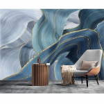 Marmorist sinine seinamaaling 3D marmormustriga tapeet magamistoas elutoa seinamaalingud kodukaunistuseks 200 cm(W) x 140 cm(H)