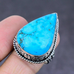 Natural Tibetan Turquoise Gemstone Handmade 925 Sterling Silver Ring Size 9 n7k68