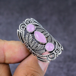 Natural Rose Quartz Gemstone Handmade 925 Sterling Silver Gift Ring Size 7 b0o45