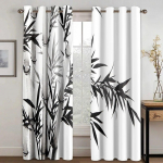 Odav bambusest tindiga maalimine Elegantne k&otilde;rge varjundiga kardin elutuppa magamistuppa erineva stiiliga bambusmaali pimendav kardin W50xH130(CM)x2PCS-Rod pocket