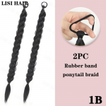 XINRANi s&uuml;nteetiline pikk punutud hobusesaba elastsete juukselipsupikendustega naturaalne parukas naistele igap&auml;evaste peojuuste aksessuaarid 52cm