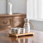 5 tk komplekt keraamilised sake komplektid Keraamilised sake n&otilde;ude komplekt Sake komplekt 1 tk 5,07 untsi sake pudel ja 4 tk 1,35 untsi sake tassid 5 tk komplekt kuuma ja k&uuml;lma sake komplekt Suita Bamboo Ceramic Sake Set