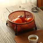 Rotangist korv-toidualus K&auml;sitsi kootud vitstest &uuml;mmargune kauss kudumise hoidik Small