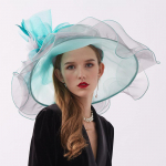 Organza pulmam&uuml;tsid naistele Kentucky Derby M&uuml;tsid Lilledega p&auml;ikesem&uuml;ts, laia &auml;&auml;rega Fedora Beach Church Teepeo m&uuml;tsid Adjustable roheline