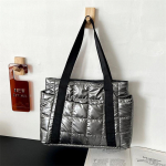 Moodne nailonist polsterdatud tepitud kott naistele kosmosepuuvillane &otilde;lakott Pehme kohev k&auml;ekott Naiste ostuk&auml;ekott Kaenlaaluste kott 36*11*30cm