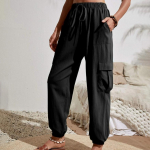 Kevad-suvi naiste moe kummipael T&auml;iesti sobiv &uuml;hev&auml;rviline tasku vabaaja kombinesoonid naiste p&uuml;ksid XL must