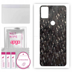 apgo Protective Skin Sticker for the back compatible with Alcatel 3x, Wrap Film, Foil, Vinyl - Pattern Carbon Black Pixel