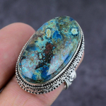 Natural Blue Azurite Gemstone Handmade 925 Sterling Silver Gift Ring S.7.5 k5v79