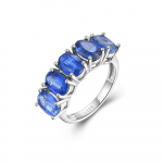 Rihm h&otilde;bedane naturaalse sinise k&uuml;aniidiga S&otilde;rmused ovaalsed 5*7mm P&auml;ris v&auml;&auml;riskivide peened ehted naistele kingitus US RING SIZE:5#