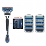 Kvaliteetne 8 tk meeste 5-kihiline raseerija kahev&auml;rviline Bblade Valikuline libisemisvastane k&auml;epide Gillettee Fusion sinine