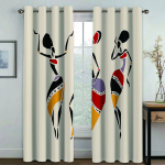 3D Lihtne Aafrika Naised Abstraktne Kunst 2 Osa &Otilde;huke Varjutav Pol&uuml;ester Pimendav Kardin Elutoa Magamistoa Sisekujundus Konksud 100W130H(CM)40x51in&Hook