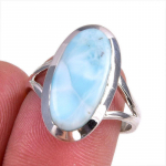 Natural Republic Larimar Gemstone 925 Sterling H&otilde;bedast ehtes&otilde;rmus, suurus 7,5 i8u99