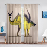 Dinosaurus Multikas Dino Loom T&uuml;ll L&auml;bipaistev Aknakardinad Elutuppi Laste Poiste Magamistuba Moodne T&uuml;ll Voile Kardina Kaunistus 1 PCS W100XH250cm&Rod Pocket gray
