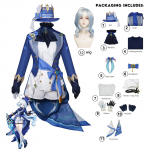 Furina/Focalors Cosplay Animem&auml;ng Genshin Impact Kost&uuml;&uuml;m Koroneeritud Prima Univorm Parukas M&uuml;ts Kleit Naiste Halloweeni pidu Rollim&auml;ng Riietuskomplektid s