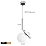 Moodne klaaskuuliga magamistoa voodi&auml;&auml;rne l&uuml;hter Minimalistlik messingist/mustast LED-lamp elutoa taustal t&ouml;&ouml;tava seina rippvalgusti Cold White