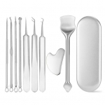 Roostevabast terasest vistrike eemaldamise komplekt koos hoiukarbiga Professionaalsed akne eemaldamise t&ouml;&ouml;riistad kaasaskantavad poorid