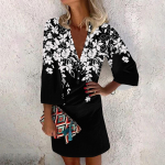 Naistele m&otilde;eldud kleidid vabaaja V-kaelusega vabaaja kolmeveerandvarrukatega kleit, n&ouml;&ouml;biga p&auml;ikesekleit L