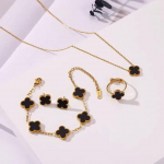 4TK Lucky Clover Fashion Five Flower roostevabast terasest Fritillaria 18K k&auml;ev&otilde;ru kaelakee s&otilde;rmus k&otilde;rvar&otilde;nga komplekt naiste ehted 4pcs