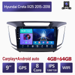 10-tolline Android Carplay jaoks Hyundai Creta Ix25 2015-2018 autoraadio multimeedia videopleier GPS-navigatsioon WIFI 4+64GB 4+64GB