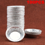 WTEMPO 100 tk/komplekt Munatordivorm &Uuml;hekordselt kasutatav plekist tordihoidja Alumiiniumfoolium portugali munakoogip&otilde;hjaga koogitass Koduk&ouml;&ouml;gi koogivorm 100pcs h&otilde;be