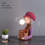 Nordic Ins Vase Hat Girl Cartoon Resin laualamp lastetuppa Magamistoa Creative Bedside Seisvad dekoratiivsed lauavalgustid