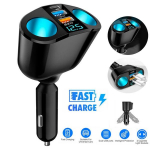 PD20W autolaadija Dual QC 3.0 USB toiteadapter 12V auto kiirlaadija LCD-ekraan pingemonitori jaoturi toiteadapter must