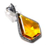 Citrine Gemstone Handmade 925 Sterling Silver Gift Jewelry Pendant 2.25 l7w27
