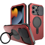 iPhone 15 Pro Max 15 Plus telefonikott Kolmekordne kaitse objektiivile Magnetiline hoidik Metallist l&ouml;&ouml;gi- ja kulumiskaitse&uuml;mbris For iphone 15 Pro punane