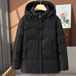 Keskealiste naiste talveparka kapuutsiga vabaaja mantlid naistele paks soe jope XL must