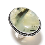 Natural Prehnite Gemstone Handmade 925 Sterling Silver Jewelry Ring Size 6 q2f13