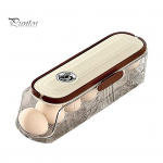 Automaatne veerev munakonteiner k&uuml;lmkapi hoiukarp, toiduklassi BPA-vaba l&auml;bipaistev virnastatav kaanega k&uuml;lmkapi korraldaja Single Layer