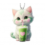 Piimatee Kassi rippuv kaunistus helmeketiga Kahepoolne akr&uuml;&uuml;list 2D multikas kassipoegade auto tahavaatepeegli rippuv ehisripats roheline