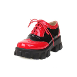 Trendikas kaubam&auml;rk Paksud madalad platvormkingad Gooti kingad Naistele Perforeeritud Briti Brogues Oxfords Kingad Naiste Derby madalad kingad 37 red