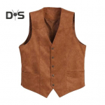 Meeste kost&uuml;&uuml;m V-kaelusega varrukateta &uuml;herealine &otilde;huke vest taskutega, &uuml;hev&auml;rviline pidulik &auml;rivesti mantel M hall