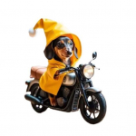 Mootorratta koera akr&uuml;&uuml;list rippuv kaunistus Kodu siseruumides j&otilde;ulupuu auto tahavaatepeegel 2D lame kollane kapuuts ratsutav kutsika rippuv ornament Dog