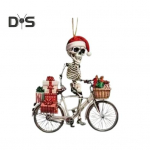 J&otilde;ulupealne kaunistus J&otilde;uluvana m&uuml;ts Skelett Ratsutamine Jalgrattaga Akr&uuml;&uuml;lripats J&otilde;ulupuu rippuv kaunistus sise-/v&auml;likaunistuseks Skull