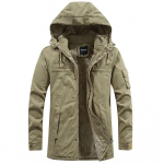 Jakk Tuulekindel Kapuutsiga Vabaaja Talvine Soe Varsity Jakk Meeste Parkad Jakk Mees Meeste Pestaud Puuvill Paks Fliis XXL khaki