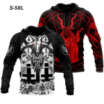 Unisex realistlik 3D prindiga Skull Style Pullover Hoodie Kapuutsiga dressipluus suurte taskutega S