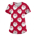 Naiste moe j&otilde;ulutr&uuml;kiga l&uuml;hikeste varrukatega V-kaelusega v&auml;ike t&ouml;&ouml; T-s&auml;rk M punane