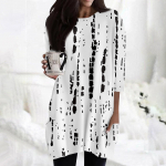 Naiste vabaaja 3/4 varrukatega s&auml;rgid Moeprinteriga tuunikatopid taskutega L oranž