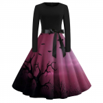 Halloween Print Flare Kleit Naistele Pikkade varrukatega Kleit &Otilde;&otilde;nes pidup&auml;evakleidid XXL roosa