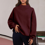 Naiste mood &uuml;hev&auml;rviline, pikkade varrukatega, poolkaelusega pusa topp L must