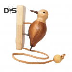 R&auml;hni uksekell puidust k&auml;sitsi valmistatud isekleepuv Woodpecker Door Knocker Vintage Bird Door Koputusseade esiukse ruumiuksele vana puu v&auml;rv