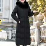 P&auml;ris karusnahast kraega keskealiste naiste pikad udunjoped talveks, vintage, pluss suuruses parkad, elegantsed paksud soojad puhvjakid, naiste &uuml;leriided 5XL must