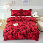 Tekikottide komplekt Romantiline Red Rose voodipesukomplekt Pehme, mugav hingav tekikott, magamistuppa1*Tekikott+2*padjap&uuml;&uuml;r 135X200cm